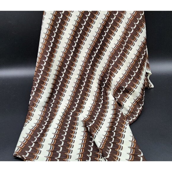 Unbranded Other - 1970s Knit Stretch Apparel Fabric Geometric 50" Wide 1 Yard 10" Brown White